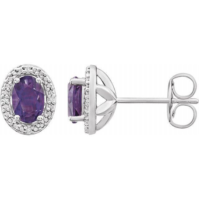 Sterling Silver Amethyst & .025 CTW Diamond Earrings 1