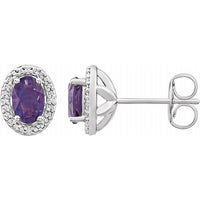 Sterling Silver Amethyst & .025 CTW Diamond Earrings 1