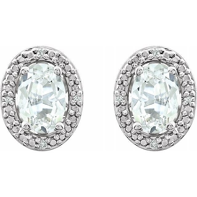 Sterling Silver Created White Sapphire & .025 CTW Diamond Earrings 2