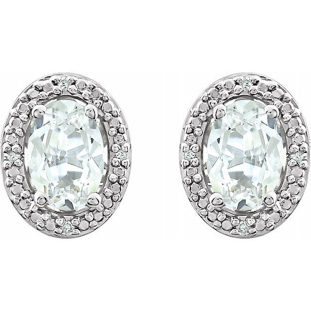 Sterling Silver Created White Sapphire & .025 CTW Diamond Earrings 2