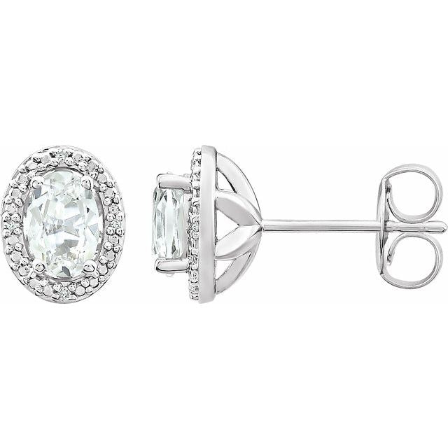 Sterling Silver Created White Sapphire & .025 CTW Diamond Earrings 1