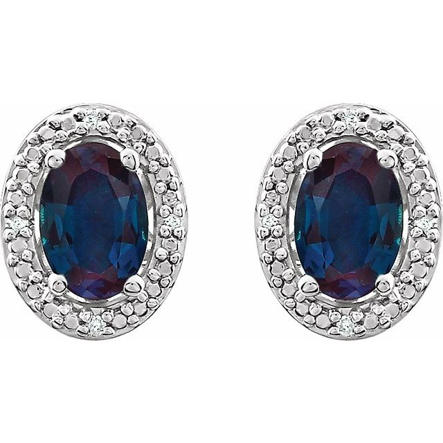 Sterling Silver Created Alexandrite & .025 CTW Diamond Earrings 2