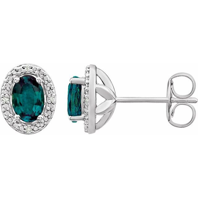 Sterling Silver Created Alexandrite & .025 CTW Diamond Earrings 1