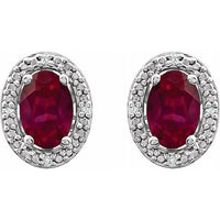 Sterling Silver Created Ruby & .025 CTW Diamond Earrings 2