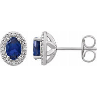Sterling Silver Created Blue Sapphire & .025 CTW Diamond Earrings 1