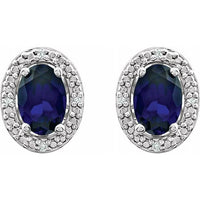 Sterling Silver Created Blue Sapphire & .025 CTW Diamond Earrings 2