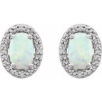 Sterling Silver Created Opal & .025 CTW Diamond Earrings 2