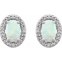 Sterling Silver Created Opal & .025 CTW Diamond Earrings 2
