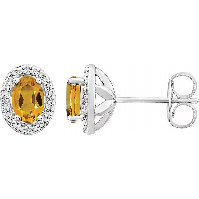 Sterling Silver Citrine & .025 CTW Diamond Earrings 1