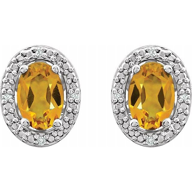 Sterling Silver Citrine & .025 CTW Diamond Earrings 2