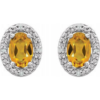 Sterling Silver Citrine & .025 CTW Diamond Earrings 2