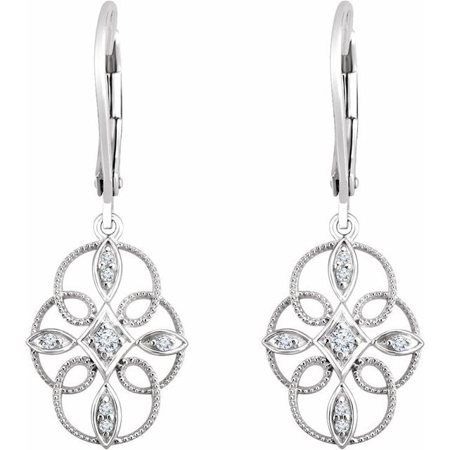 Sterling Silver 1/10 CTW Diamond Granulated Filigree Earrings 2