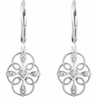 Sterling Silver 1/10 CTW Diamond Granulated Filigree Earrings 2