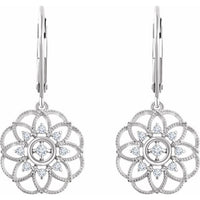 14K White 1/5 CTW Diamond Granulated Filigree Earrings 2