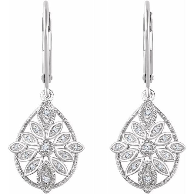 Sterling Silver 1/6 CTW Diamond Granulated Filigree Earrings 2