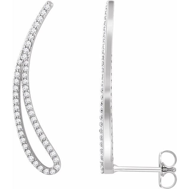14K White 1/4 CTW Diamond Ear Climbers 1