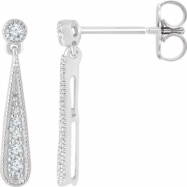 14K White 1/6 CTW Diamond Teardrop Earrings 1