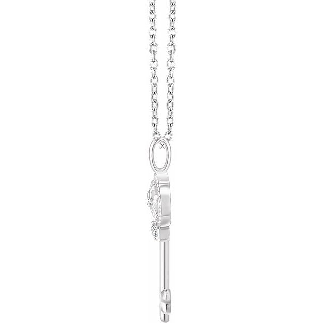 Sterling Silver .03 CTW Diamond Key 16-18" Necklace 2