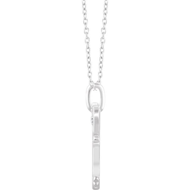 Sterling Silver .006 CT Diamond Key 16-18" Necklace 2