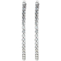14K White 1 CTW Diamond Inside-Outside Hinged 32.5 mm Hoop Earrings 2