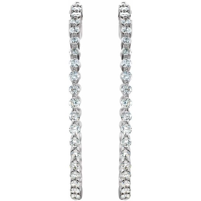 14K White 2 CTW Diamond Inside-Outside Hinged 36.9 mm Hoop Earrings 3