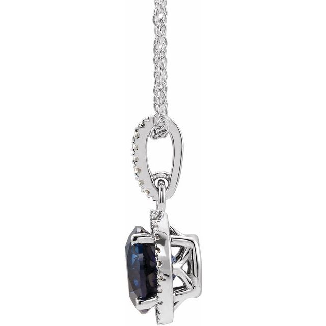 Sterling Silver Lab-Grown Blue Sapphire & .01 CTW Diamond 18" Necklace 2