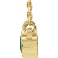 14K Yellow 4 mm Round Lab-Created Emerald Bezel-Set Solitaire 16" Necklace
