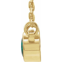 14K Yellow 4 mm Round Emerald Bezel-Set Solitaire 16" Necklace 2