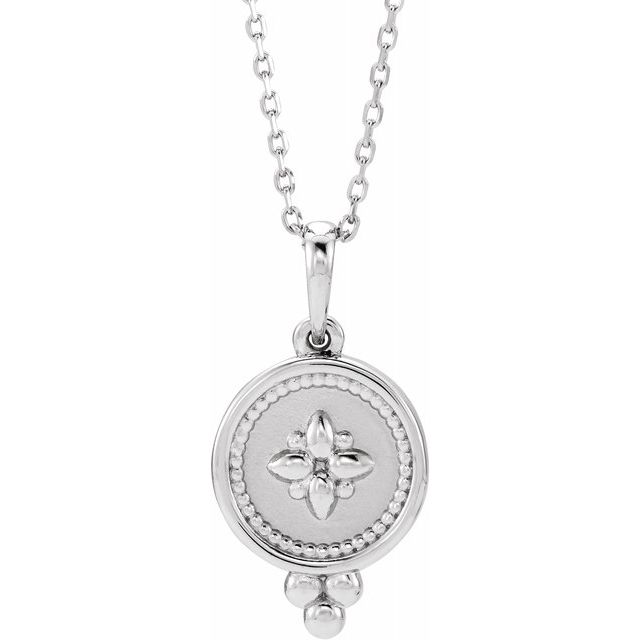 Sterling Silver Beaded Disc 16-18" Necklace 1