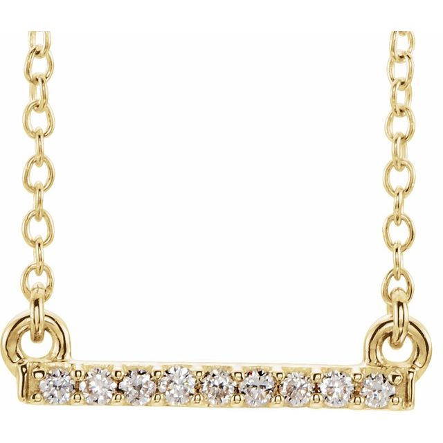 14K Yellow .07 CTW Petite Diamond Bar 16-18" Necklace 1
