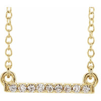 14K Yellow .07 CTW Petite Diamond Bar 16-18" Necklace 1