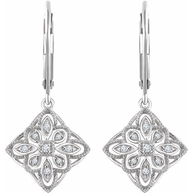 Sterling Silver 1/10 CTW Diamond Granulated Filigree Earrings 2