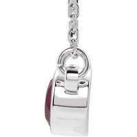 Sterling Silver 4 mm Round Imitation Ruby Bezel-Set Solitaire 16" Necklace 2