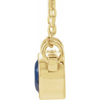 14K Yellow 4 mm Round Blue Sapphire Bezel-Set Solitaire 16" Necklace 2