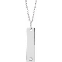 Sterling Silver .03 CT Diamond Bar 16-18" Necklace 1