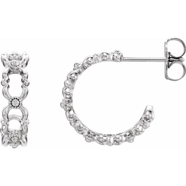 Sterling Silver Quatrefoil Hoop Earrings 1