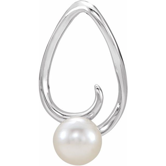 14K White Freshwater Cultured Pearl Freeform Pendant 1