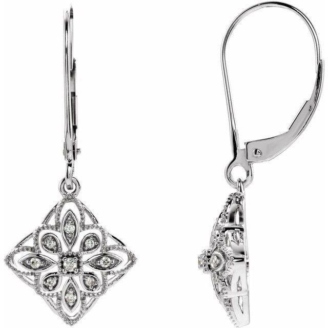 Sterling Silver 1/10 CTW Diamond Granulated Filigree Earrings 1