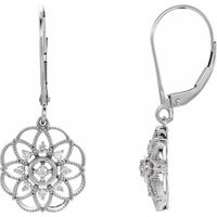 14K White 1/5 CTW Diamond Granulated Filigree Earrings 1