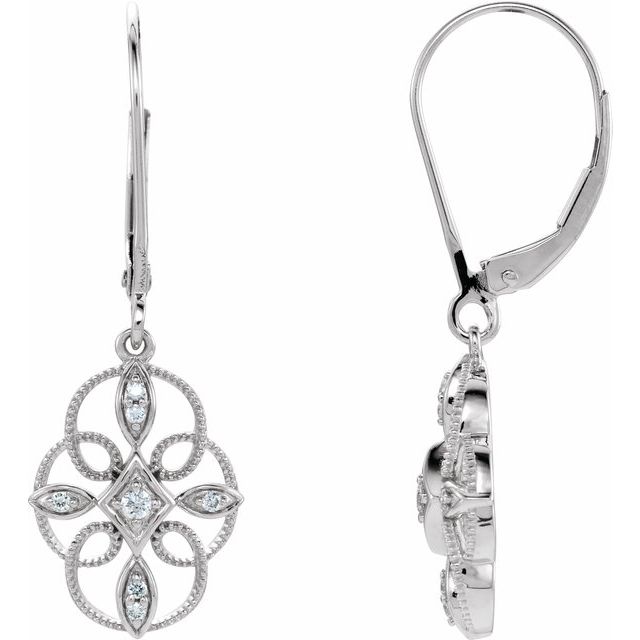 Sterling Silver 1/10 CTW Diamond Granulated Filigree Earrings 1