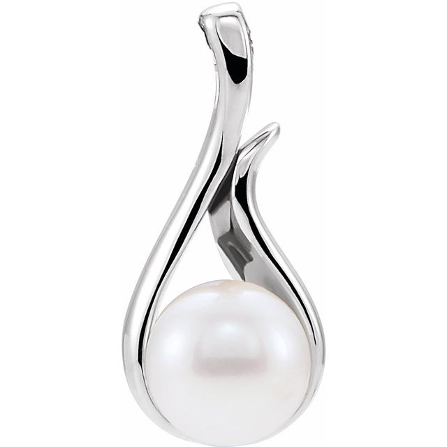 14K White Freshwater Cultured Pearl Pendant 1