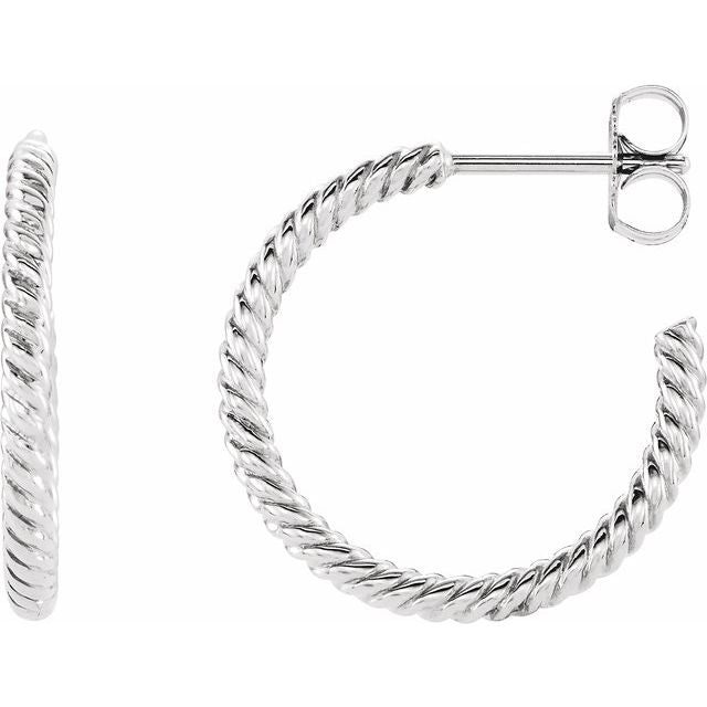 Sterling Silver 17 mm Rope Hoop Earrings 1