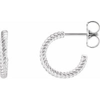 Sterling Silver 12 mm Rope Hoop Earrings 1