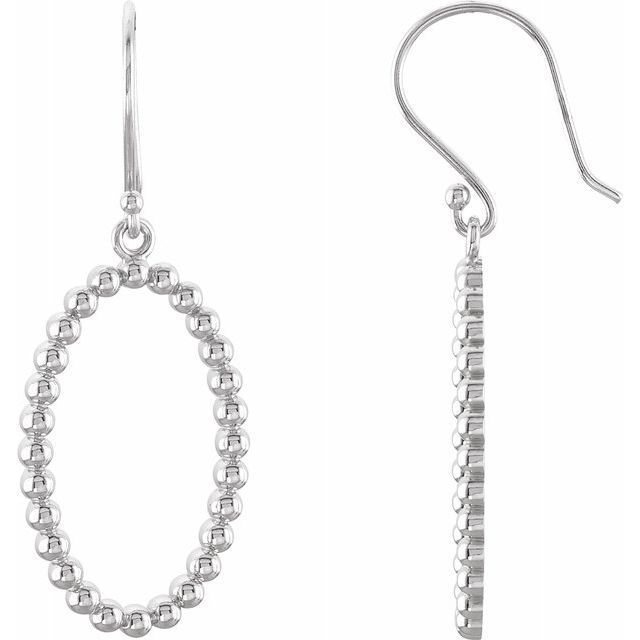 Sterling Silver Oval Beaded Design Earrings 1