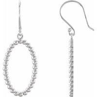 Sterling Silver Oval Beaded Design Earrings 1
