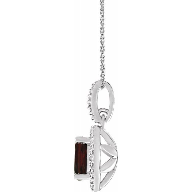 Sterling Silver Mozambique Garnet & .01 CTW Diamond 18" Necklace 2