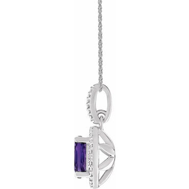 Sterling Silver Amethyst & .01 CTW Diamond 18" Necklace 2
