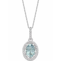 Sterling Silver Aquamarine & .01 CTW Diamond 18" Necklace 1