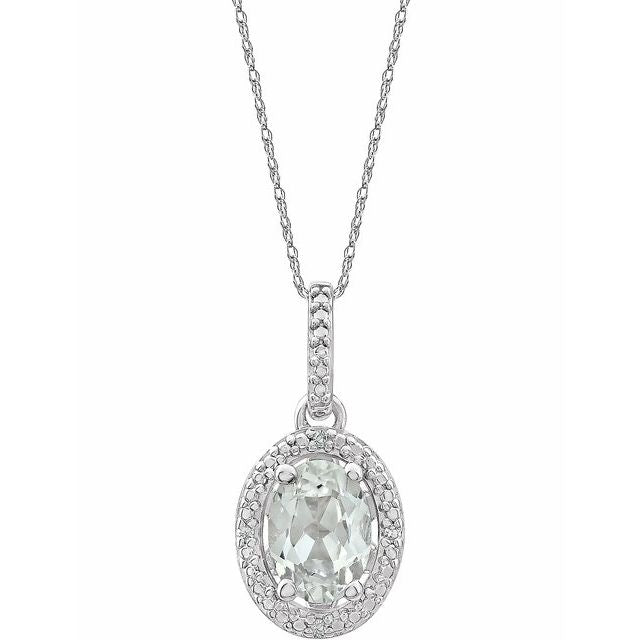 Sterling Silver Lab-Grown White Sapphire & .01 CTW Diamond 18" Necklace 1