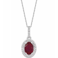 Sterling Silver Lab-Grown Ruby & .01 CTW Diamond 18" Necklace 1